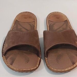 Margaritaville Brown Slide Sandals with Textured Footbed